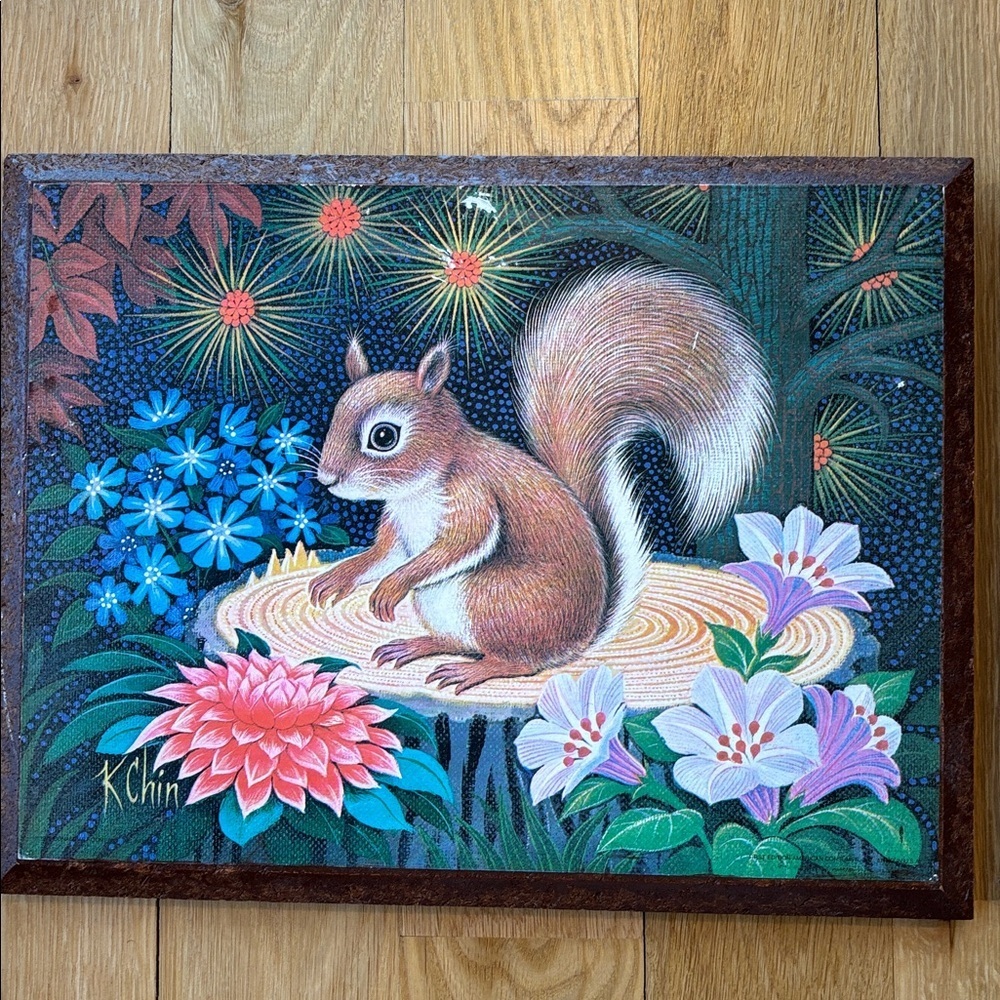 Vintage 1970s Prints Cute Cottagecore Baby Squirrel Bunny Wall Decor - Picture 2 of 6
